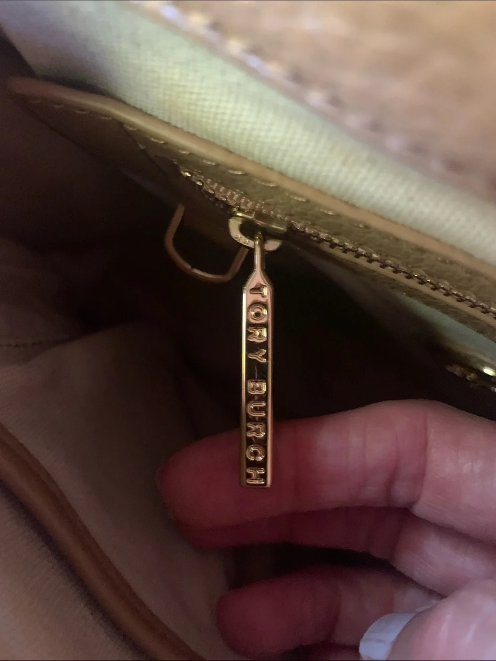 TORY BURCH Two-Tone Brown and Red Leather Shoulder Bag